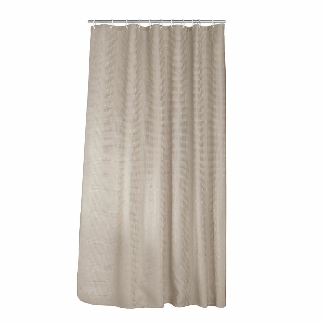 Rideau de douche effet tissé à anneaux (180 x 200 cm) Quartz Taupe