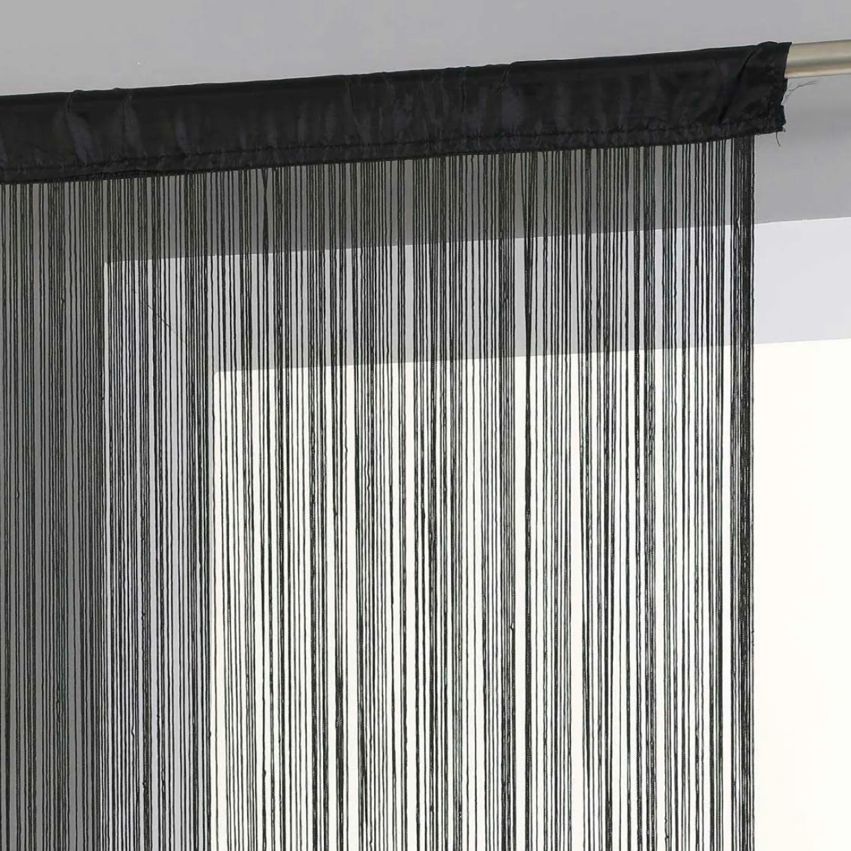 Rideau de fil (90 x H200 cm) Uni Noir