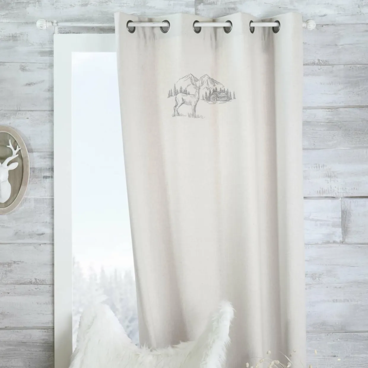 Rideau effet laine (135 x 260 cm) Planay Ecru