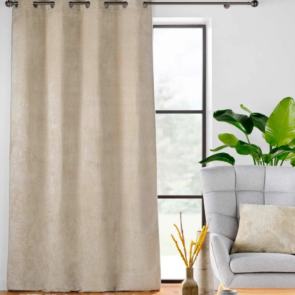 Rideau flanelle relief (140 x 240 cm) Flanela Beige