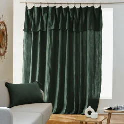Rideau gaze de coton ajustable (280 x 300 cm) Gaïa Vert sapin