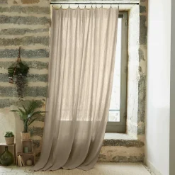 Rideau gaze de coton ajustable (140 x max 300 cm) Gaïa Ficelle