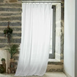 Rideau gaze de coton ajustable (180 x max 300 cm) Gaïa Blanc chantilly