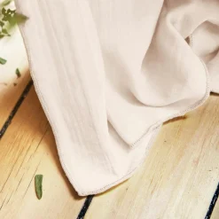 Rideau gaze de coton ajustable (140 x max 300 cm) Gaïa Rose poudré