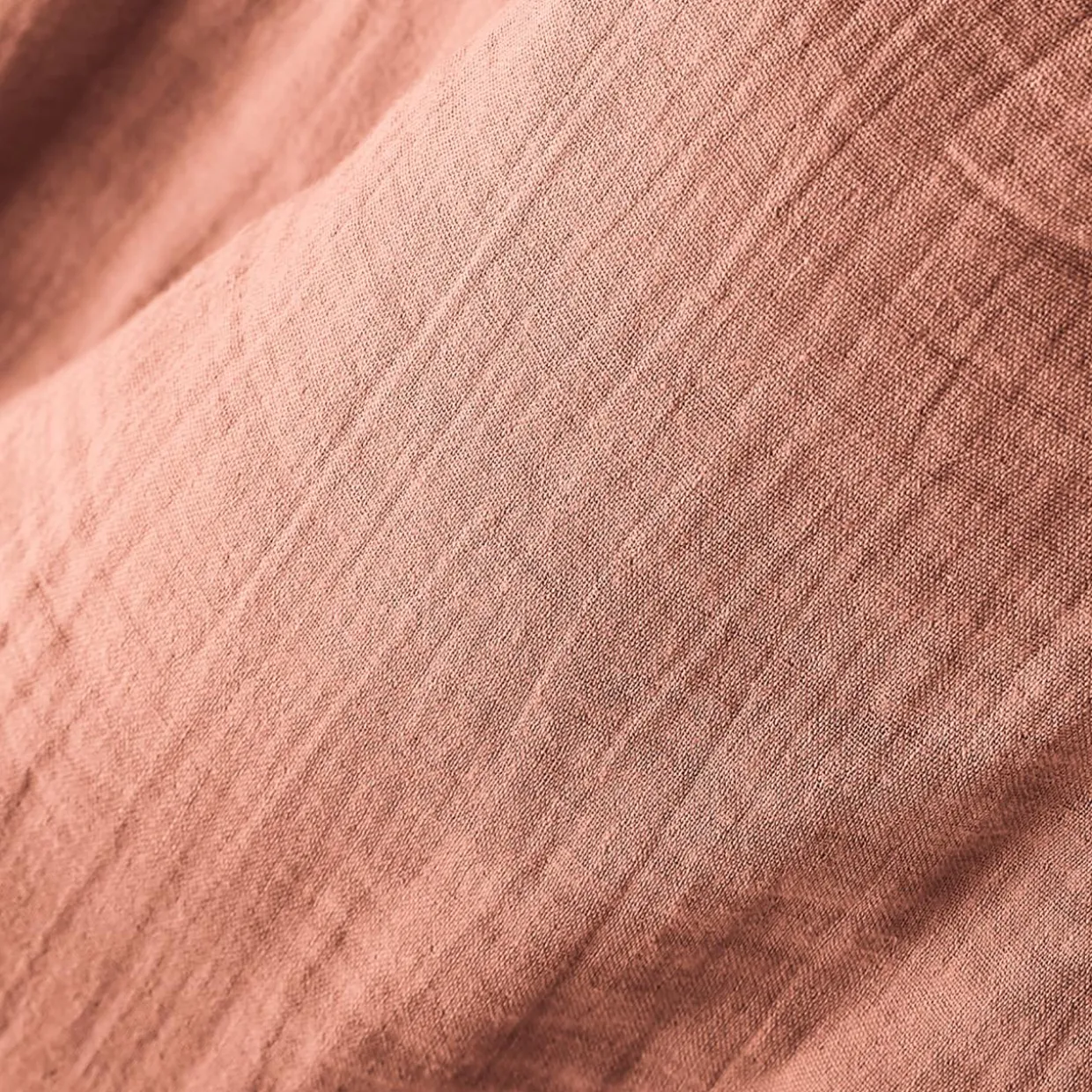 Rideau gaze de coton ajustable (140 x max 300 cm) Gaïa Rose pêche