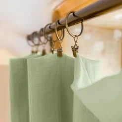 Rideau gaze de coton ajustable (280 x max 300 cm) Gaïa Vert tilleul