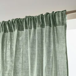 Rideau gaze de coton galon fronceur (180 x 240 cm) Gaïa Vert eucalyptus