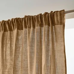 Rideau gaze de coton galon fronceur (180 x 240 cm) Gaïa Camel