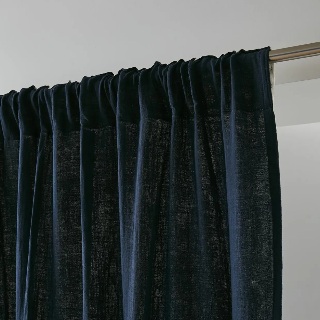 Rideau gaze de coton galon fronceur (180 x 240 cm) Gaïa Bleu nuit