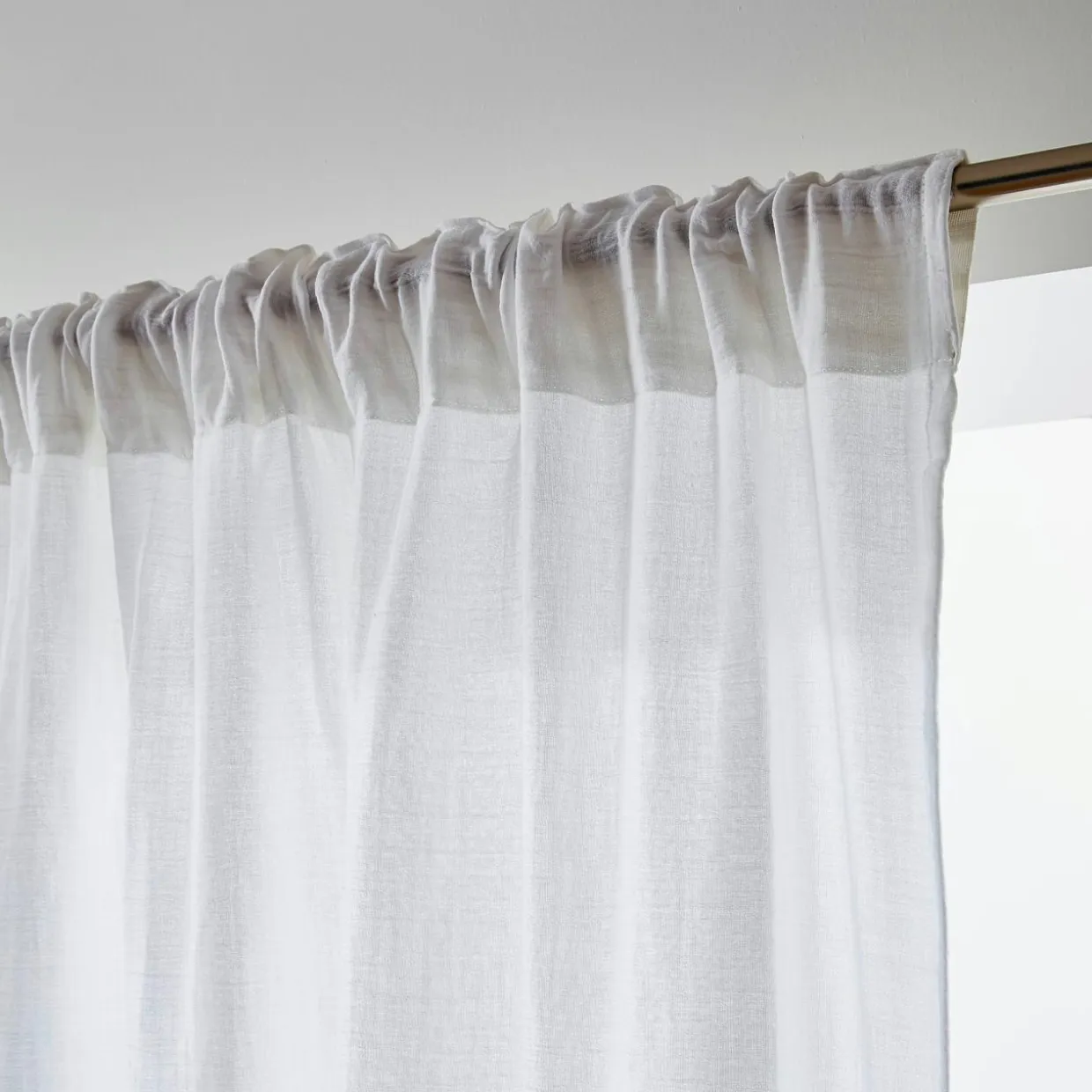 Rideau gaze de coton galon fronceur (140 x 240 cm) Gaïa Gris nuage