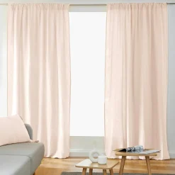 Rideau gaze de coton galon fronceur (180 x 240 cm) Gaïa Rose poudré
