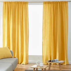 Rideau gaze de coton galon fronceur (140 x 240 cm) Gaïa Jaune safran