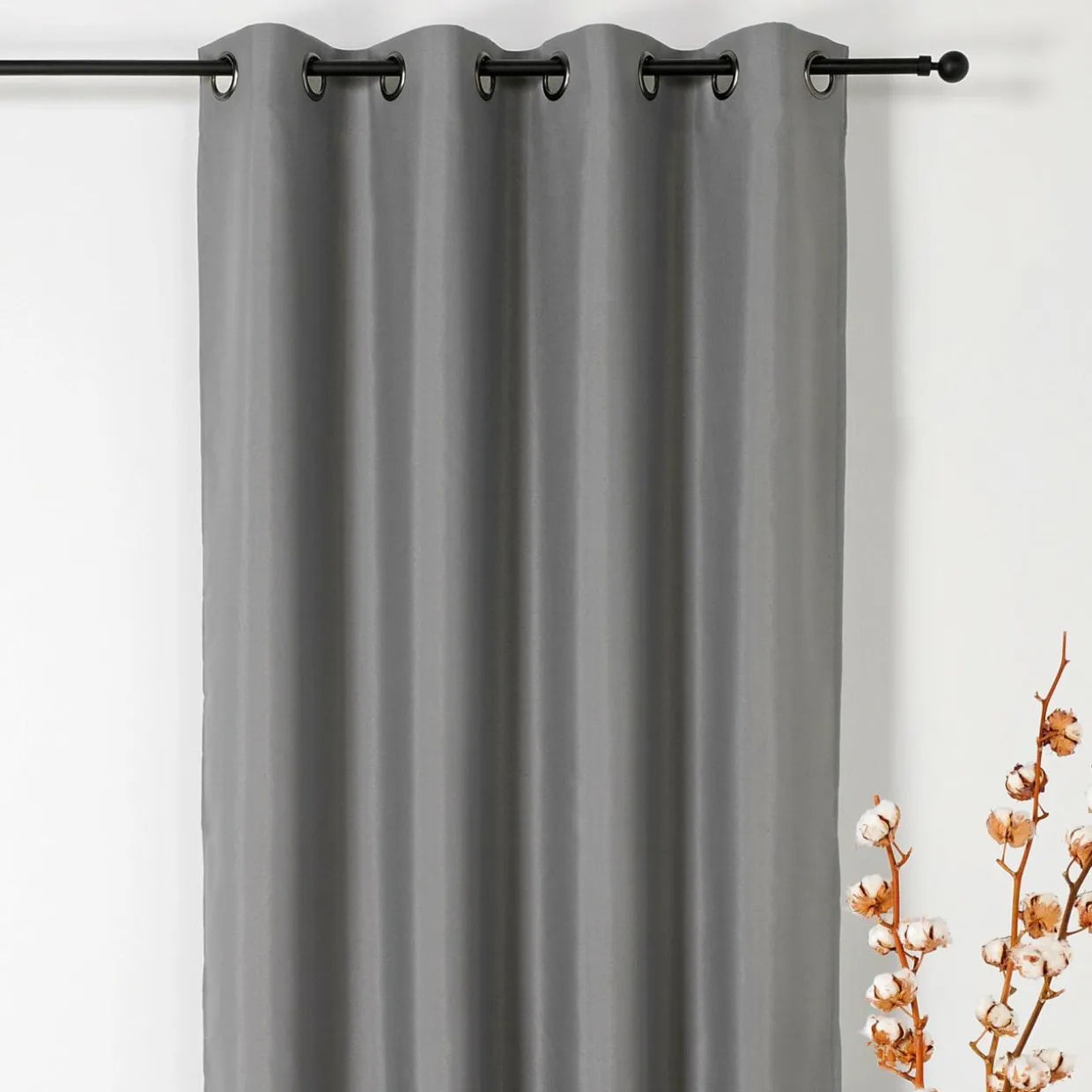 Rideau ignifugé (135 x 240 cm) Double Natte Gris