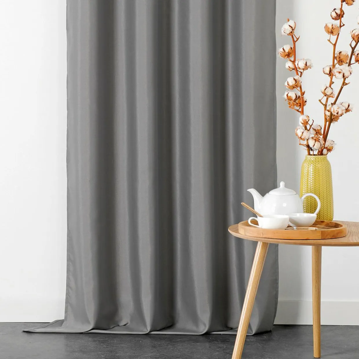 Rideau ignifugé (135 x 240 cm) Double Natte Gris
