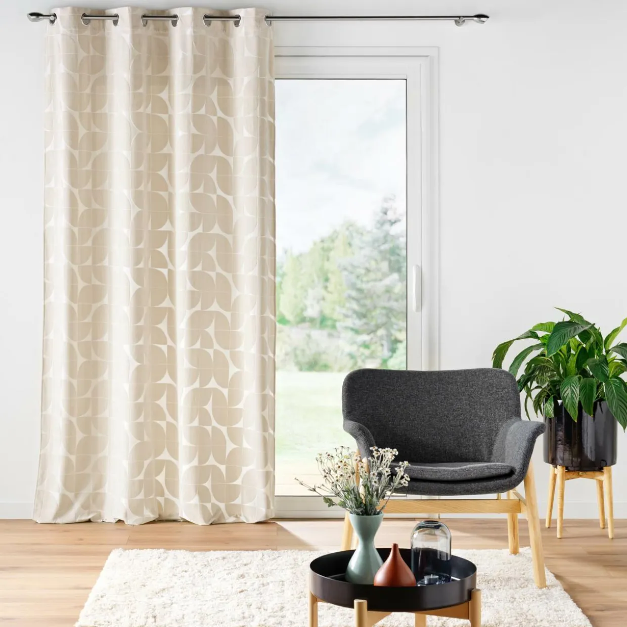 Rideau œillets velours (135 x 260 cm) Geolia Beige