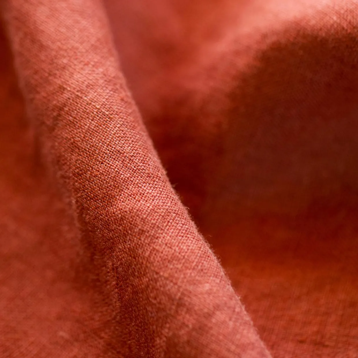 Rideau lin lavé ajustable (140 x max 270 cm) Louise Terracotta