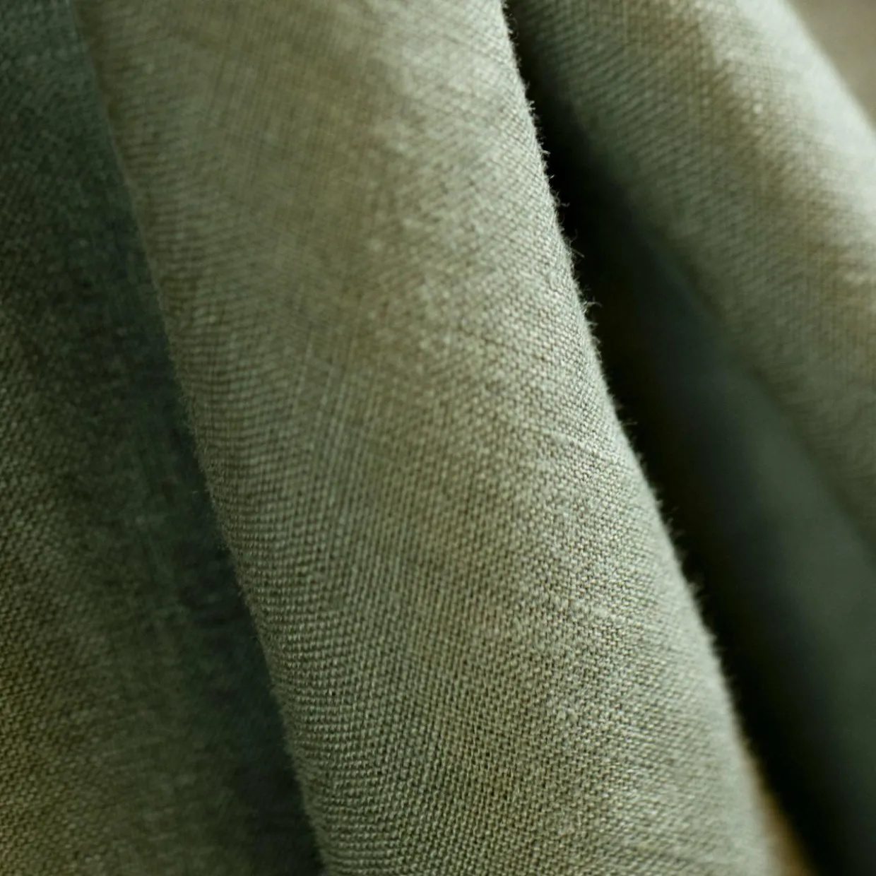 Rideau lin lavé ajustable (140 x max 270 cm) Louise Vert romarin