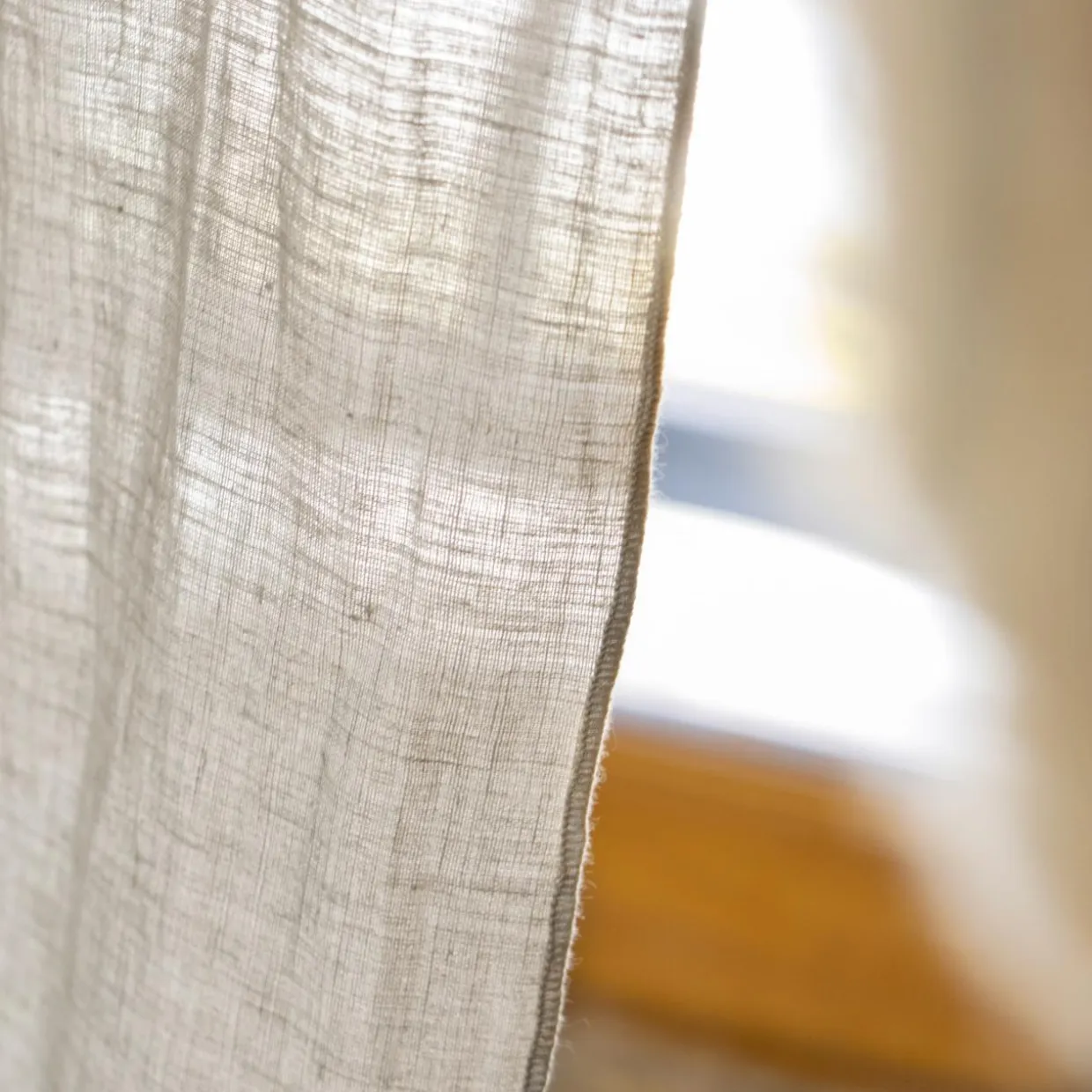 Rideau lin lavé ajustable (140 x max 270 cm) Louise Beige