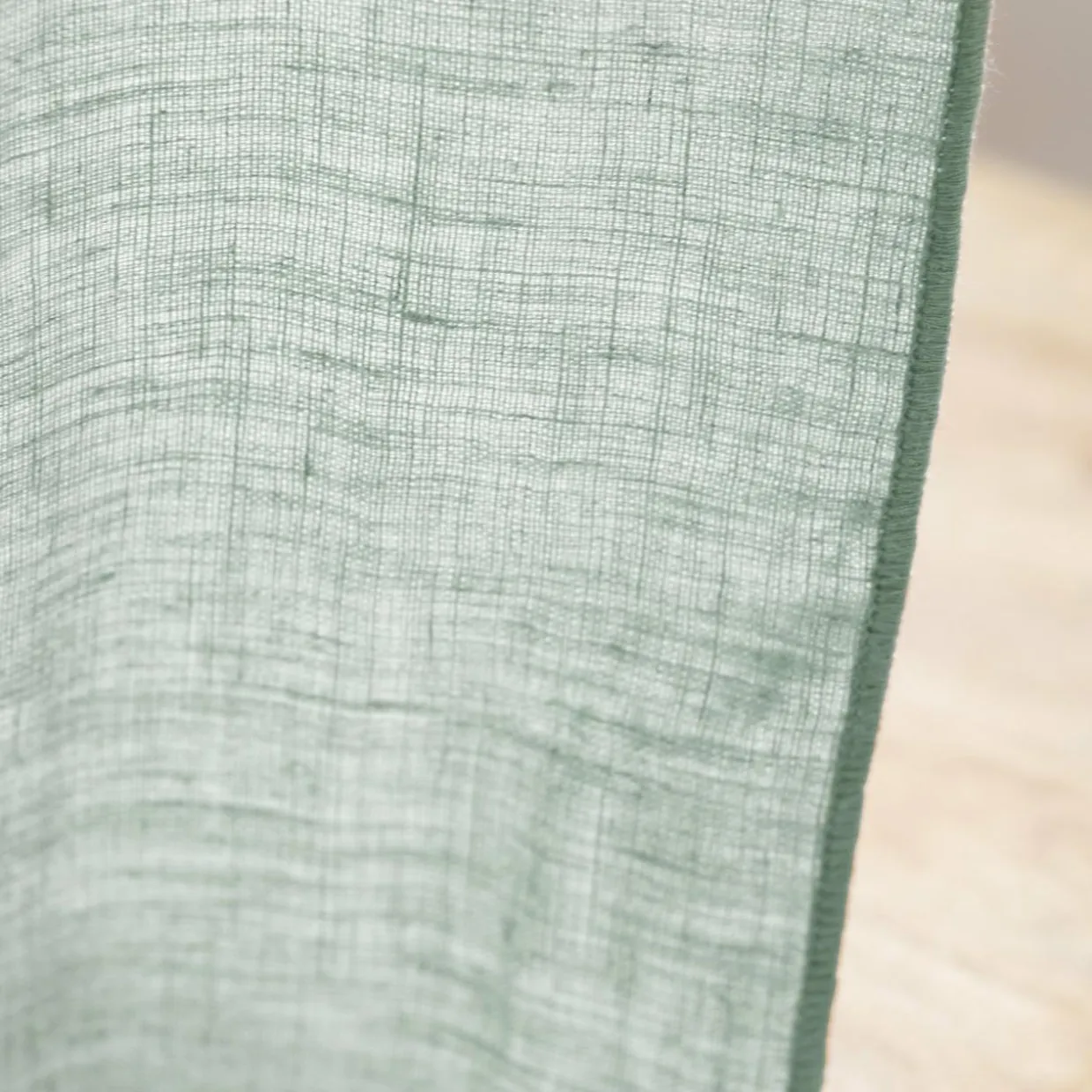 Rideau lin lavé ajustable (140 x max 270 cm) Louise Vert eucalyptus
