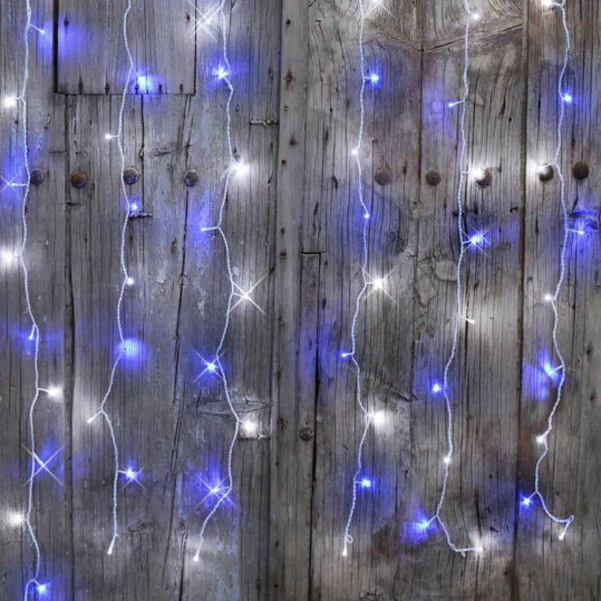 Rideau lumineux H2 m L2 m 96 LED Interconnectable Bicolore Bleu et blanc froid