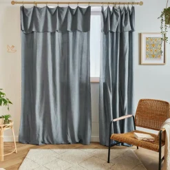 Rideau lyocell Tencel™ ajustable (140 x max 270 cm) Olivia Bleu stone