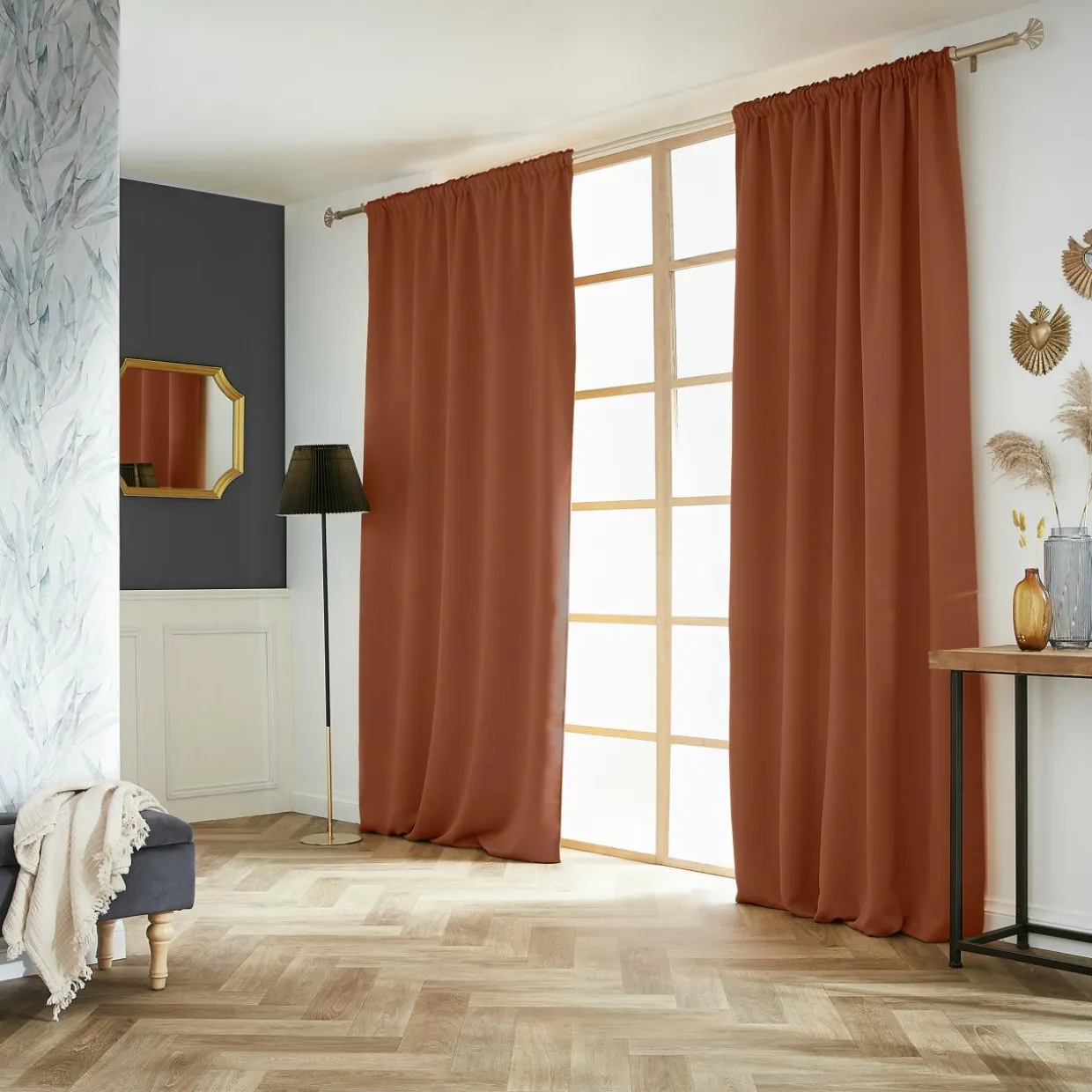 Rideau obscurcissant galon fronceur (140 x 260 cm) Dark Terracotta