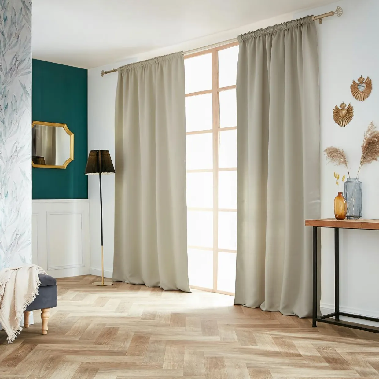Rideau obscurcissant galon fronceur (140 x 260 cm) Dark Taupe