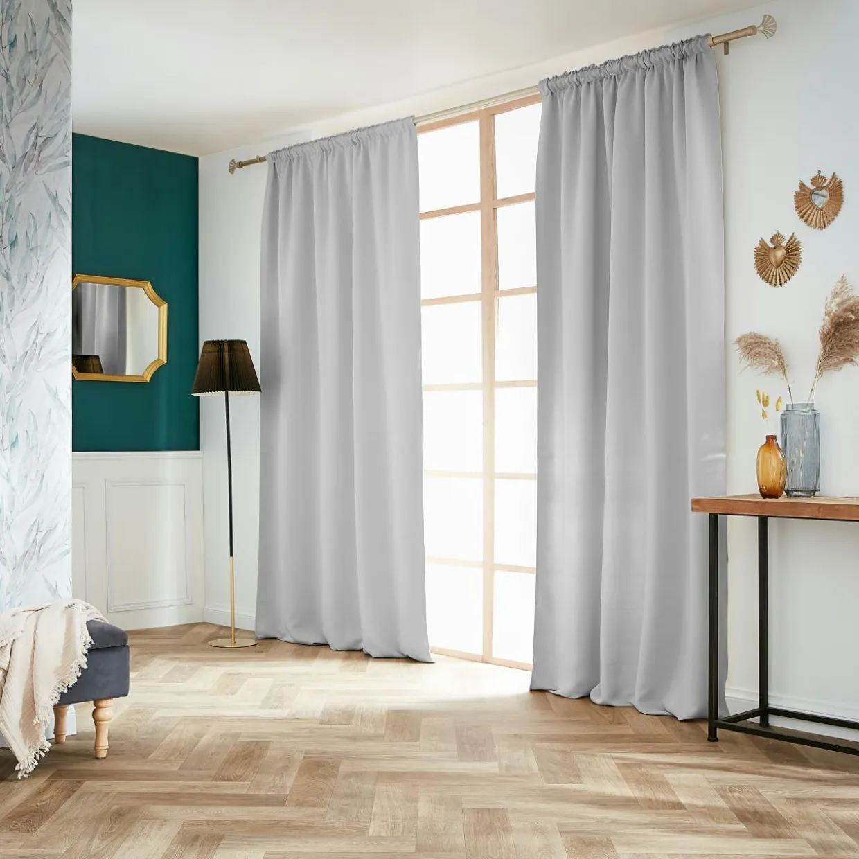 Rideau obscurcissant galon fronceur (140 x 260 cm) Dark Gris clair