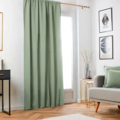 Rideau obscurcissant thermique galon fronceur (280 x 240 cm) Minuit Vert kaki