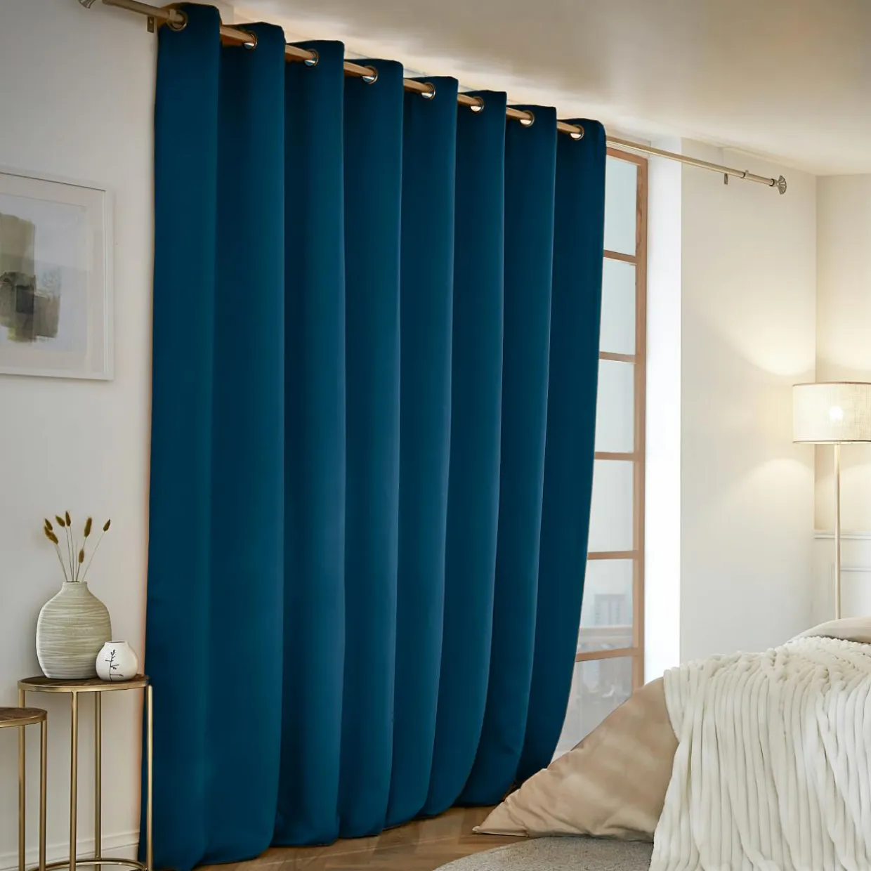 Rideau obscurcissant thermique (280 x 260 cm) Calore Bleu pétrole