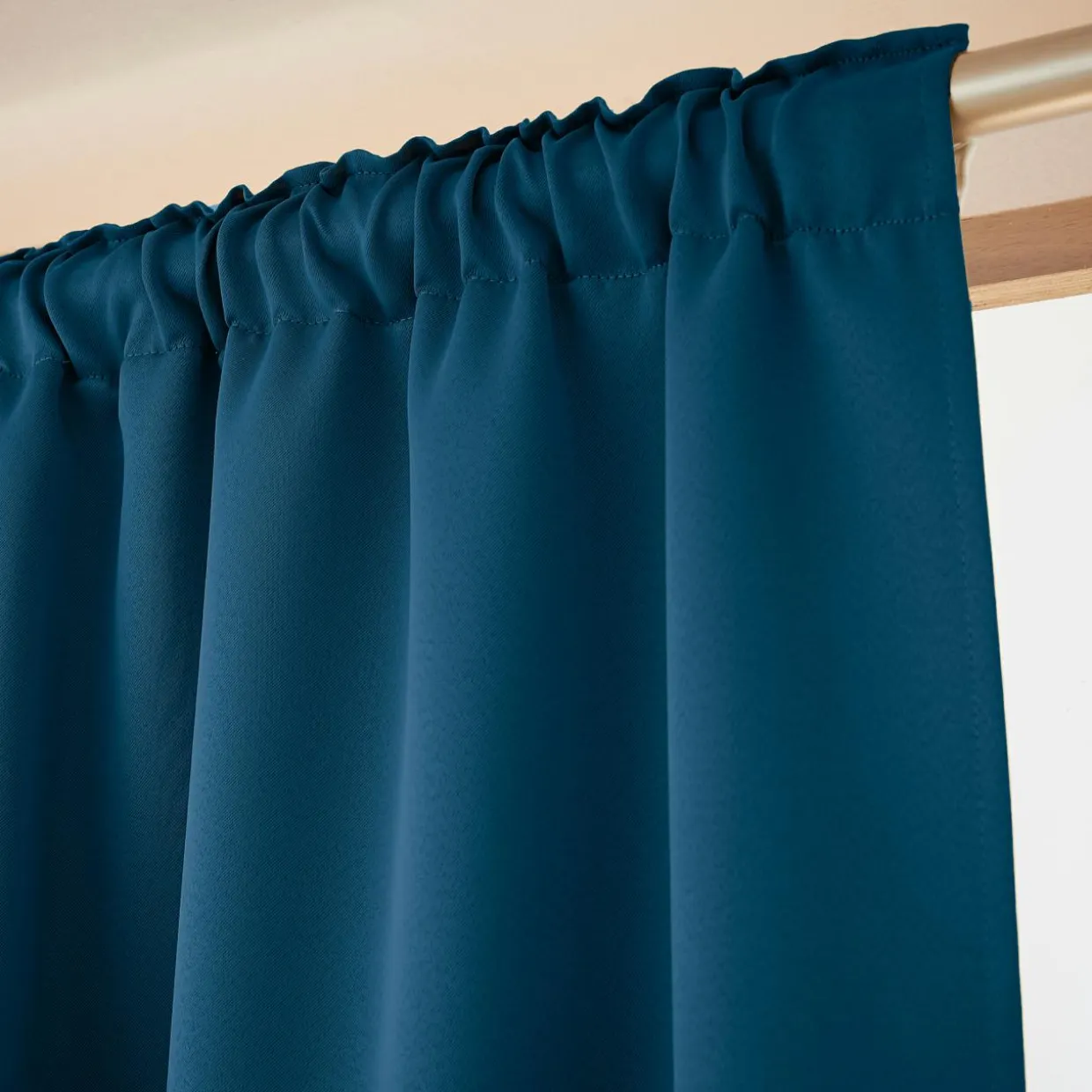 Rideau obscurcissant thermique galon fronceur (140 x 240 cm) Calore Bleu pétrole