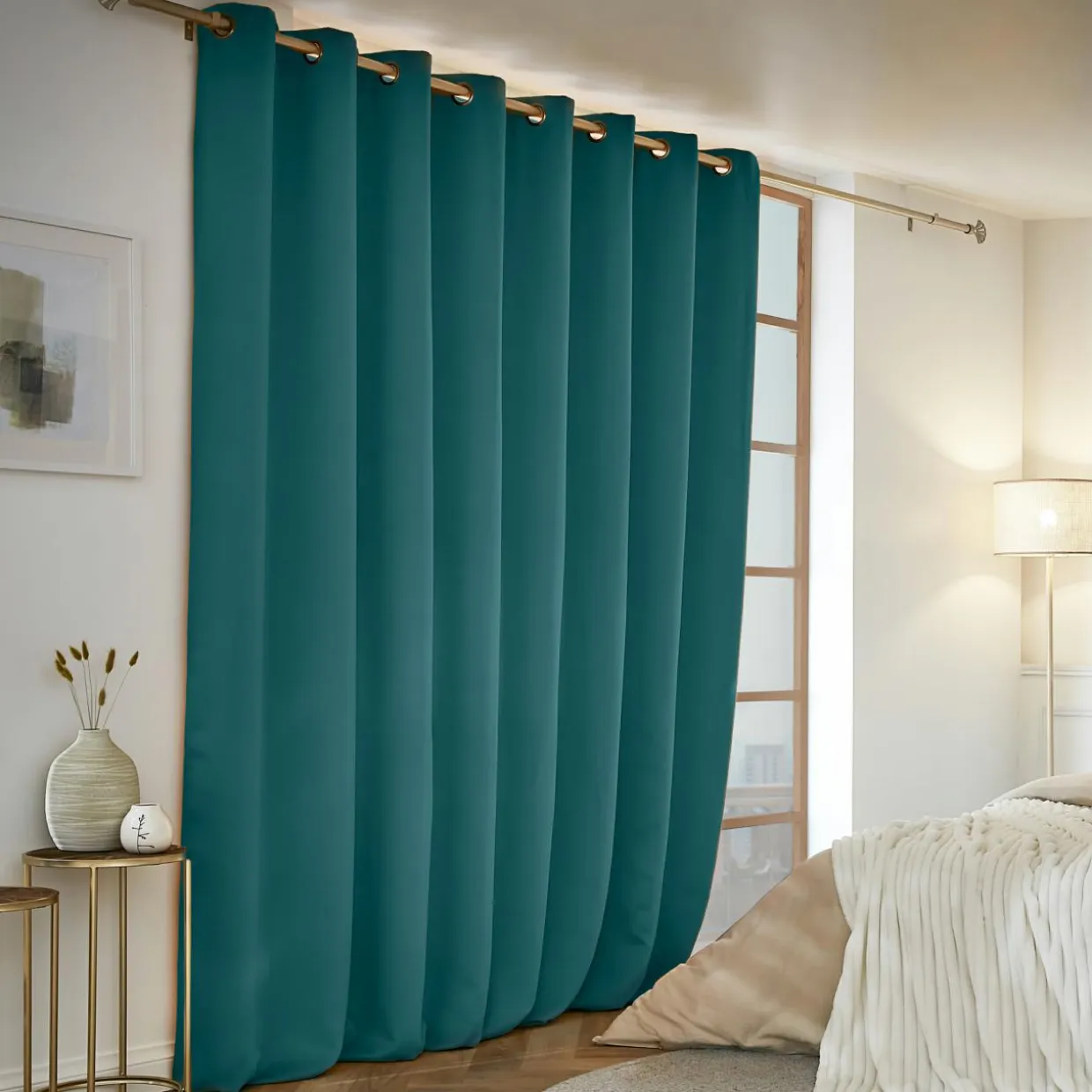 Rideau obscurcissant thermique (280 x 260 cm) Calore Bleu canard
