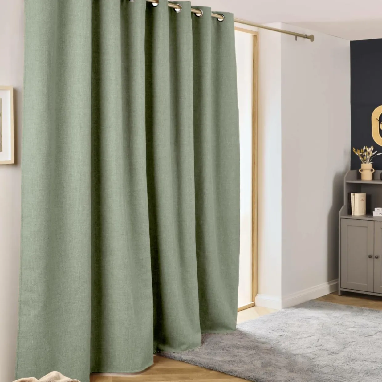 Rideau obscurcissant thermique (280 x 240 cm) Alba Vert romarin