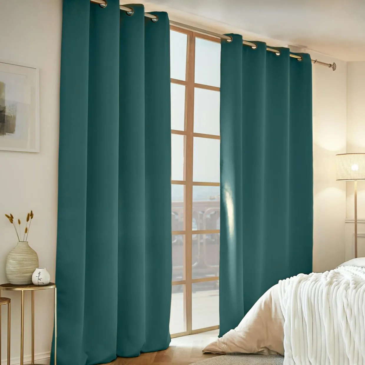Rideau obscurcissant thermique (140 x 240 cm) Calore Bleu canard