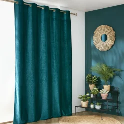 Rideau obscurcissant velours (180 x 260 cm) Fern Bleu pétrole