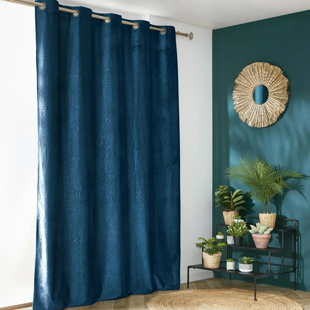 Rideau obscurcissant velours (180 x 260 cm) Fern Bleu marine
