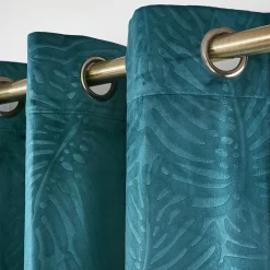 Rideau obscurcissant velours (140 x 280 cm) Fern Bleu pétrole