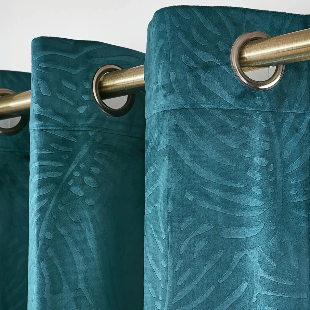 Rideau obscurcissant velours (140 x 280 cm) Fern Bleu pétrole