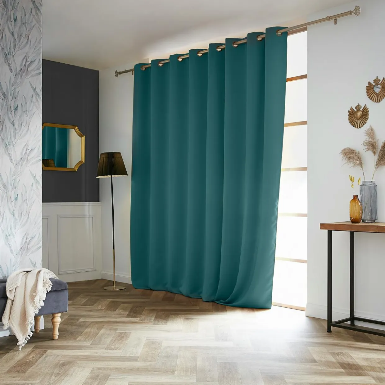 Rideau obscurcissant (280 x 260 cm) Dark Bleu canard
