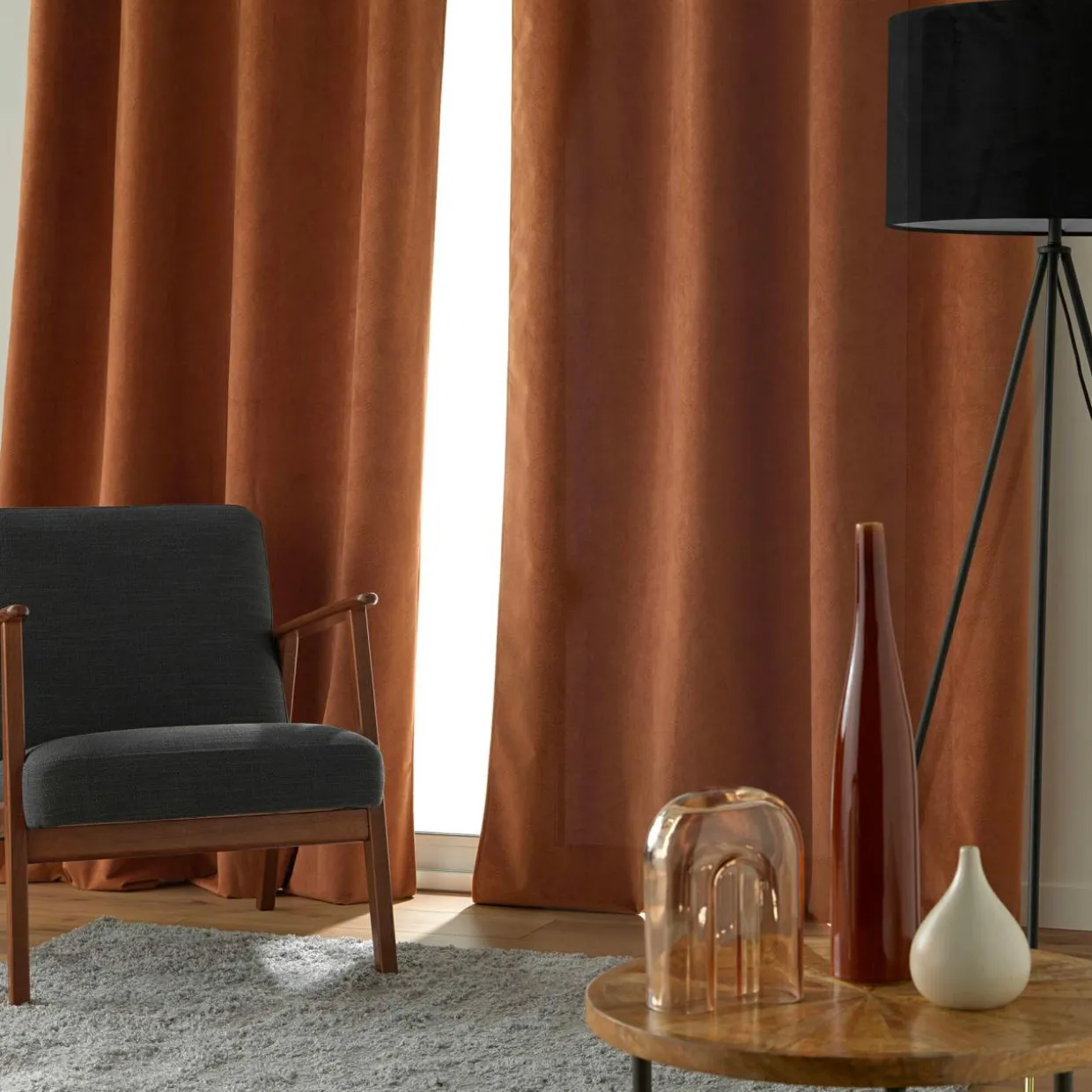 Rideau occultant velours (140 x 260 cm) Olympe Camel