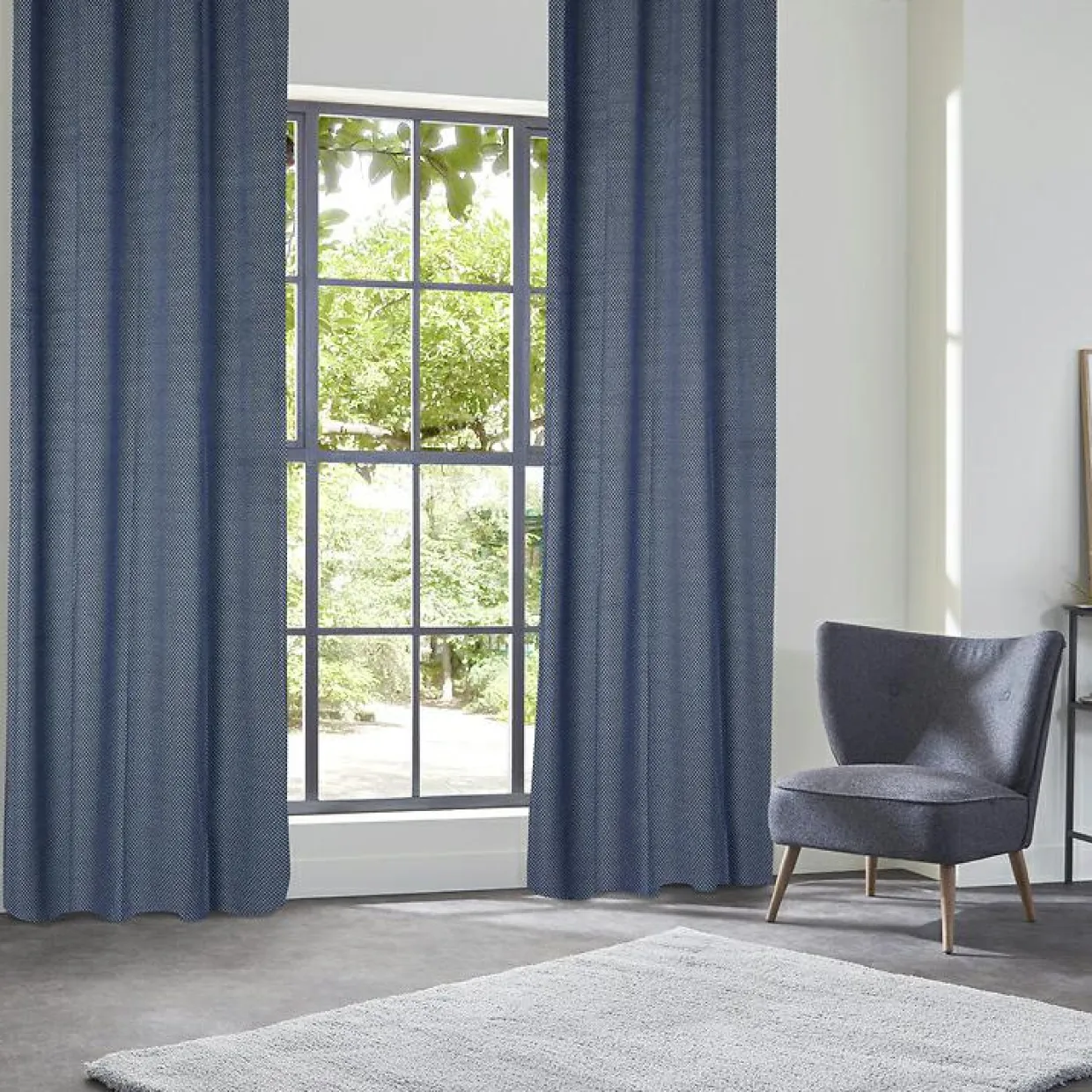 Rideau occultant velours (135 x 260 cm) Yupi Bleu indigo