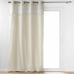 Rideau oeillets pompons (140 x 240 cm) Isalina Blanc