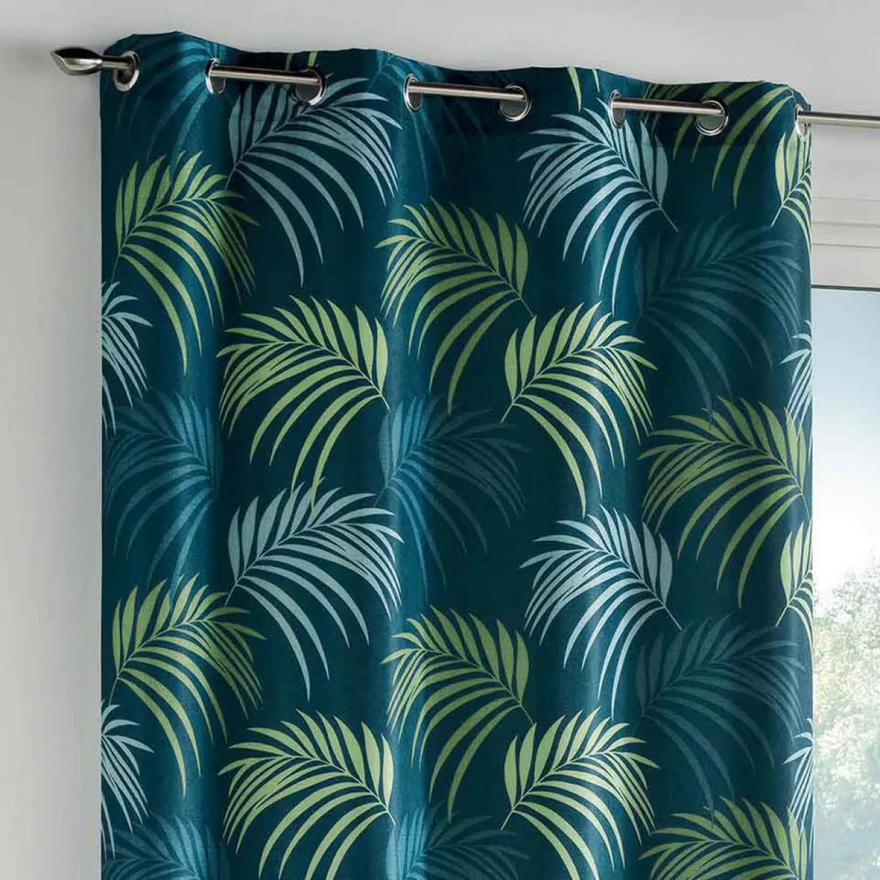 Rideau oeillets (140 X 260 cm) Blue Vegetal Bleu