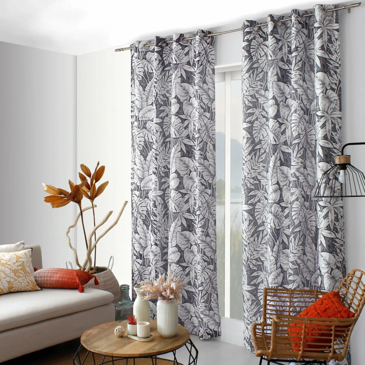 Rideau oeillets (135 x 240 cm) Bundi Gris foncé