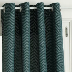 Rideau oeillets (140 x 260 cm) Geom Bleu canard