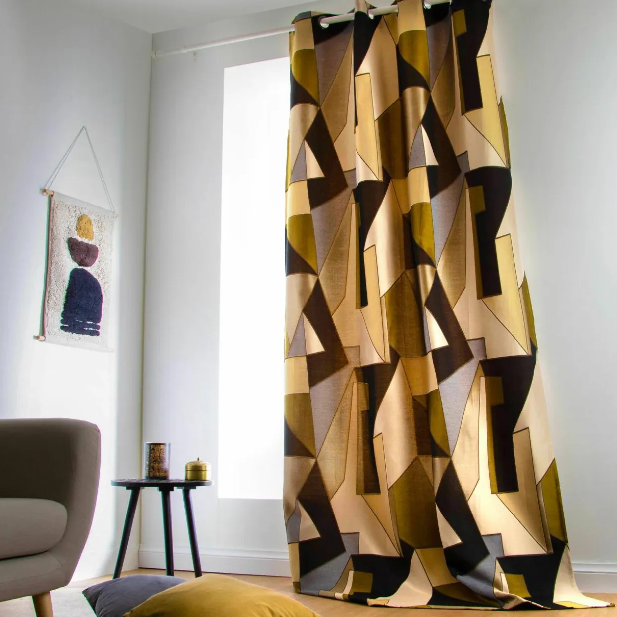 Rideau oeillets (135 x 260 cm) L'estaque Noir