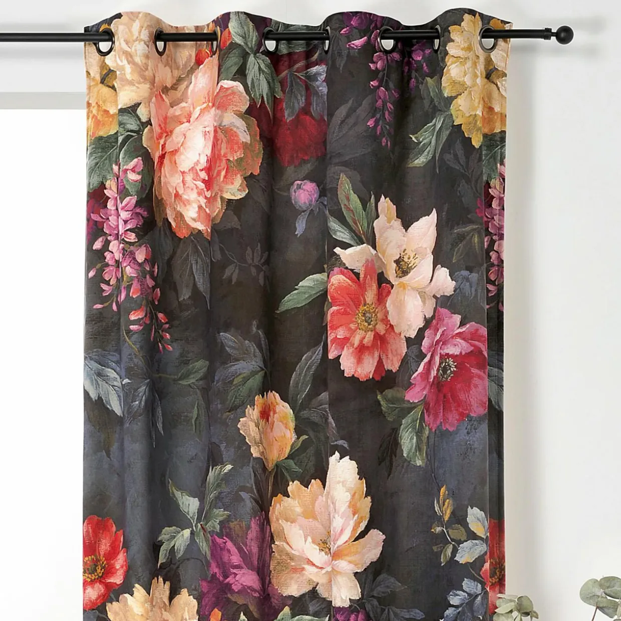Rideau oeillets (145 x 250 cm) Pivoine Rouge