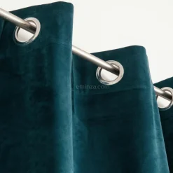 Rideau oeillets (140 X 260 cm) Velours Bleu pétrole