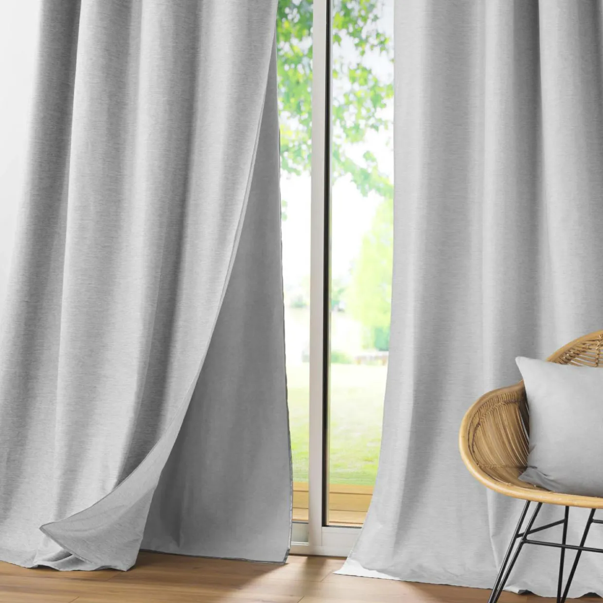 Rideau thermique doublure amovible (140 x 260 cm) Coverline Gris clair