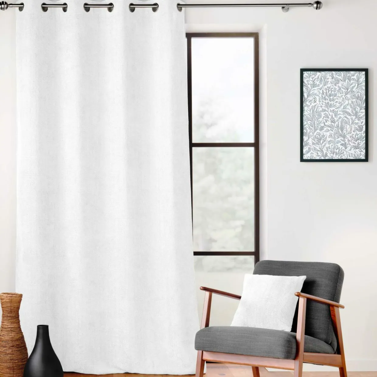 Rideau velours chenille (140 x 260 cm) Leo Blanc